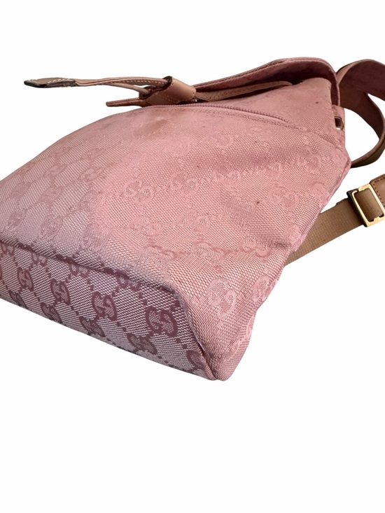 Gucci Pink Monogram Drawstring Backpack with Tan Trim main image 8